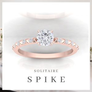 Solitaire Spikes II - taille rond - or rouge - Diamant blanc