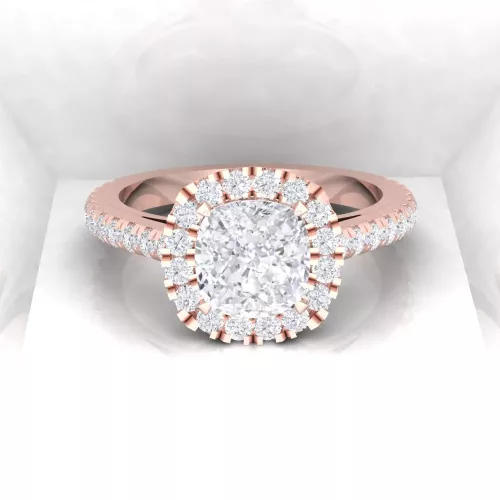 Solitaire Eternity - Diamant blanc - Taille coussin - Or rouge Solitaire Eternity - Diamant blanc - Taille coussin - Or rouge