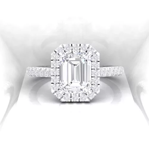 Solitaire Eternity - Diamant blanc - Taille emeraude - Or blanc Solitaire Eternity - Diamant blanc - Taille emeraude - Or blanc