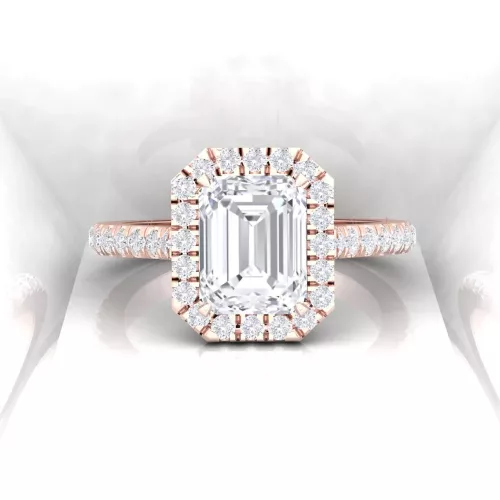 Solitaire Eternity - Diamant blanc - Taille emeraude - Or rouge Solitaire Eternity - Diamant blanc - Taille emeraude - Or rouge