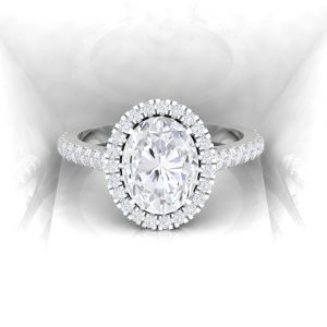 Solitaire Eternity - Diamant blanc - Taille ovale - Or blanc