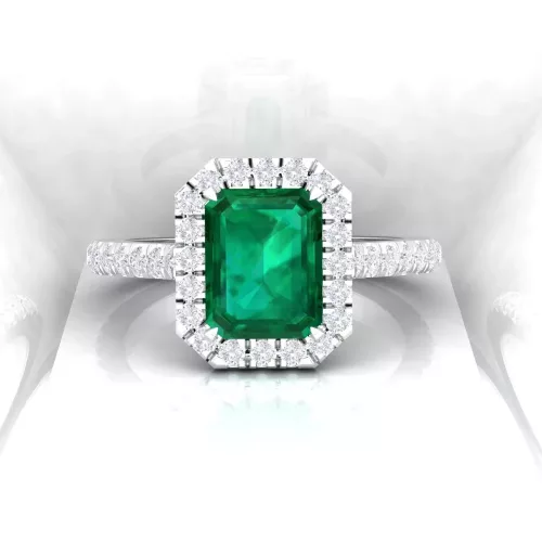 Solitaire Eternity - Emeraude - Taille emeraude - Or blanc Solitaire Eternity - Emeraude - Taille emeraude - Or blanc