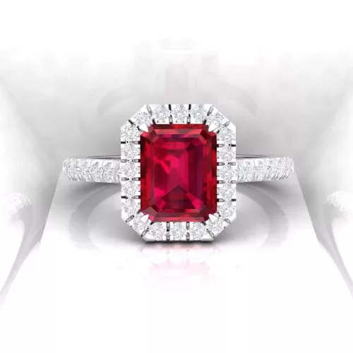 Solitaire Eternity - Rubis - Taille emeraude - Or blanc Solitaire Eternity - Rubis - Taille emeraude - Or blanc