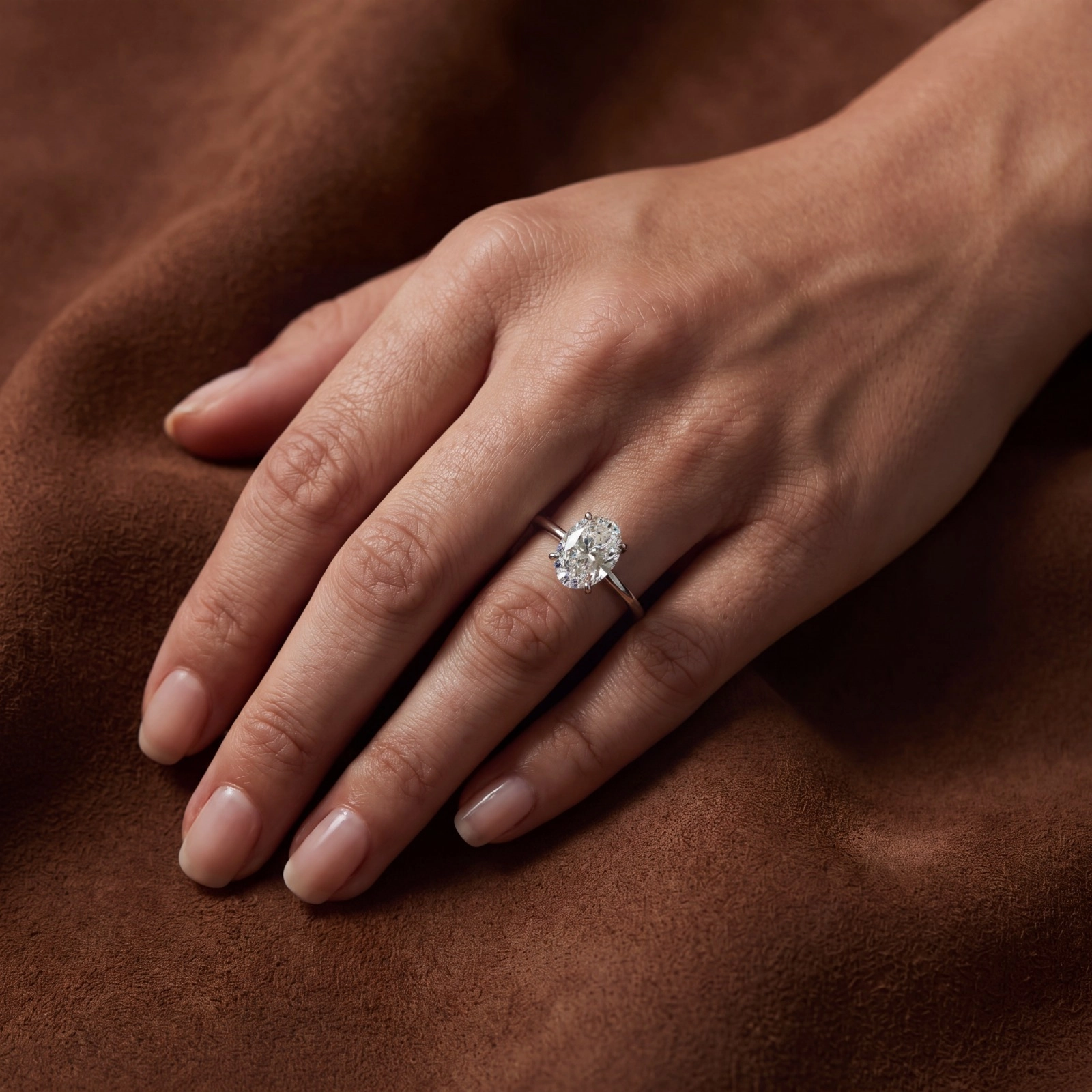 Solitaire Parisienne Diamant taille ovale et or blanc - Maison Haddad Joaillerie