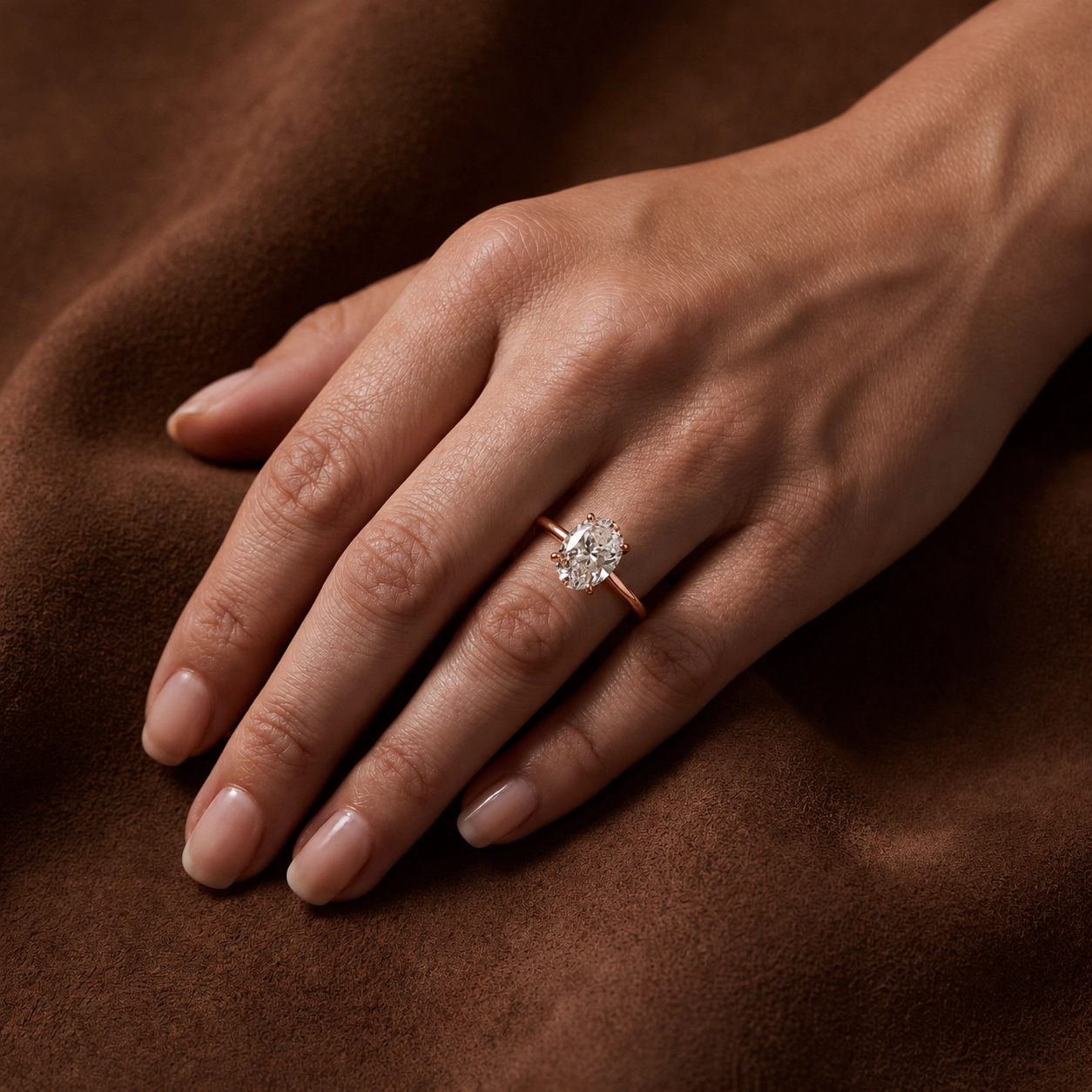 Solitaire Parisienne Diamant taille ovale et or rouge - Maison Haddad Joaillerie 2.jpeg