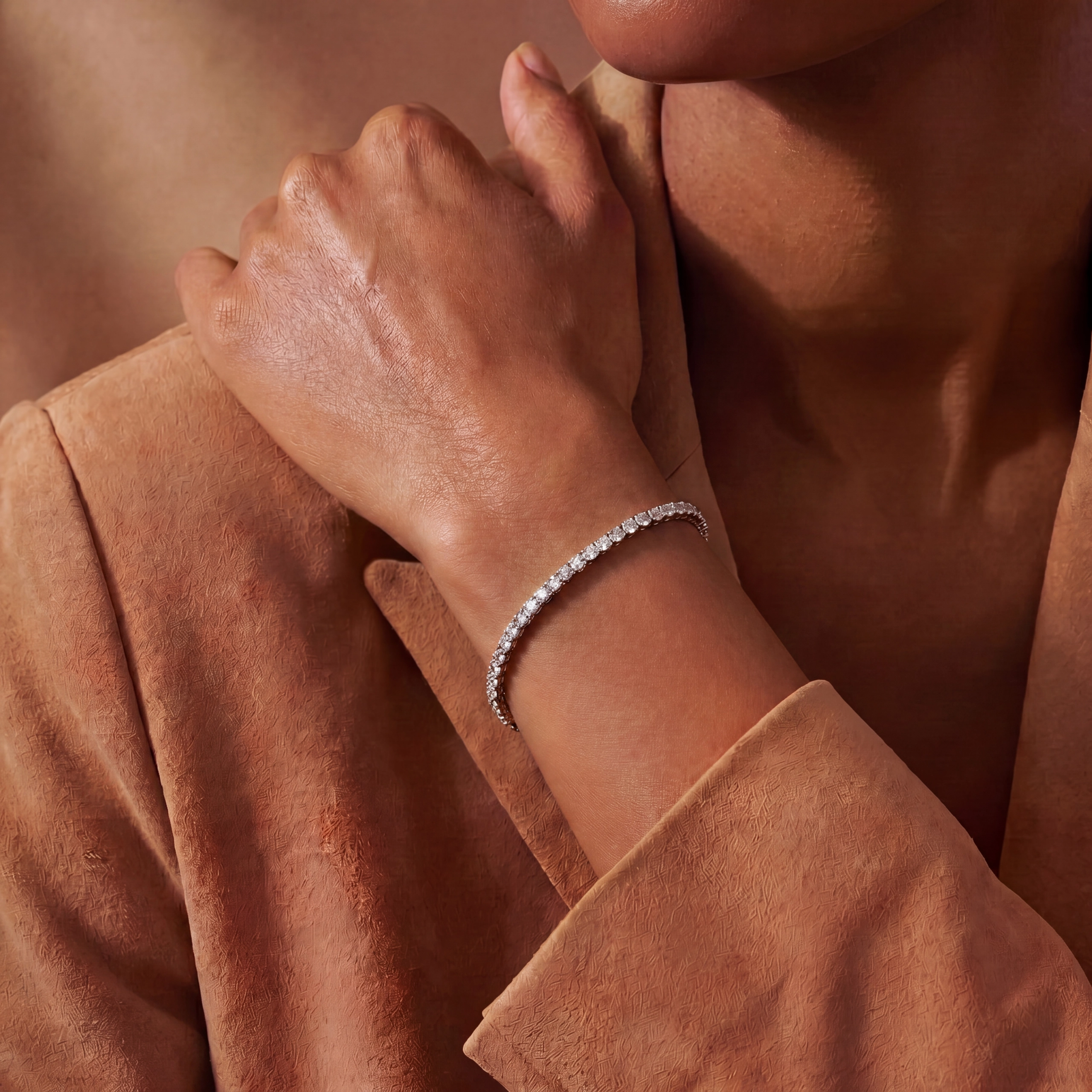 Tennis bracelet Eternity Or Blanc et Diamants Blancs - Haddad Joaillerie Paris
