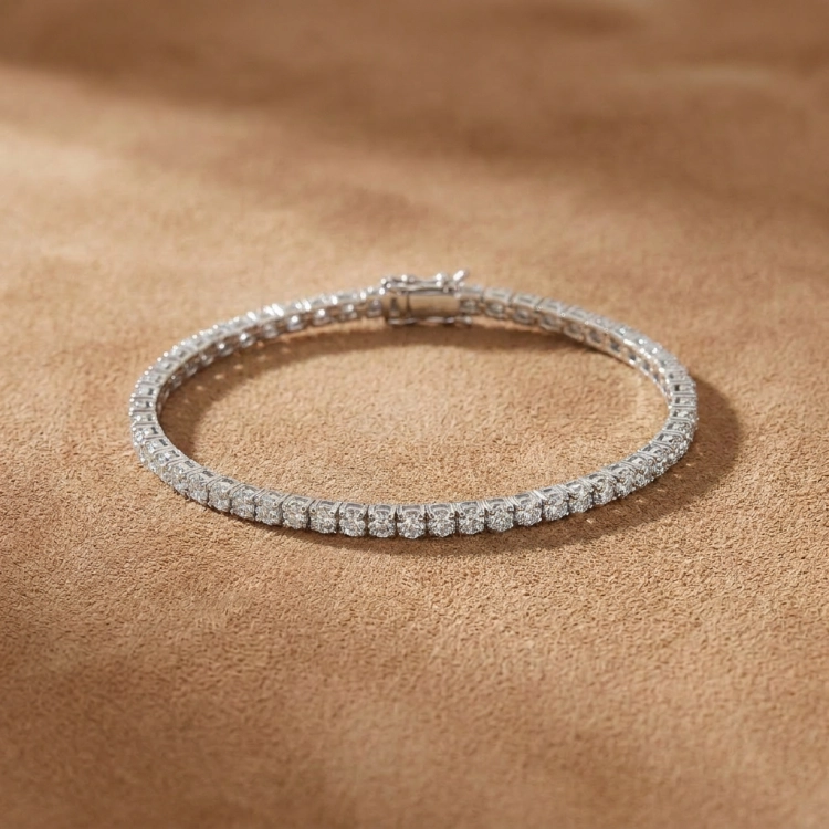 Tennis bracelet Eternity Or Blanc et Diamants Blancs - Haddad Joaillerie Paris
