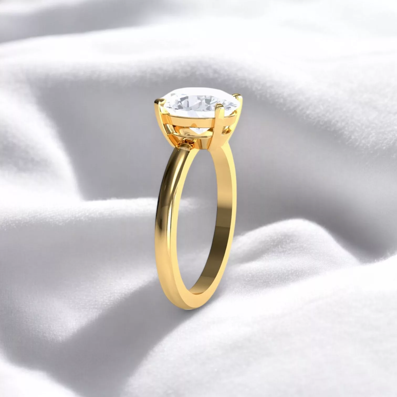 Solitaire Parisienne Or jaune - Diamant blanc taille ovale
