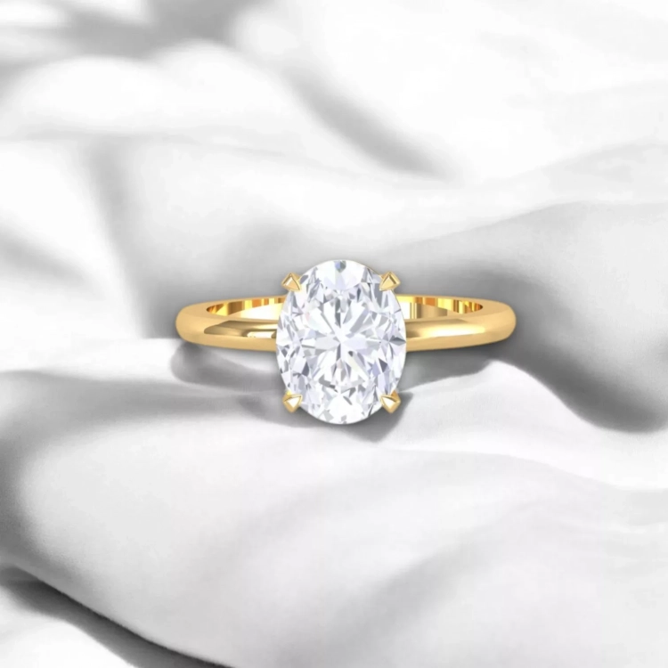 Solitaire Parisienne Or jaune - Diamant blanc taille ovale