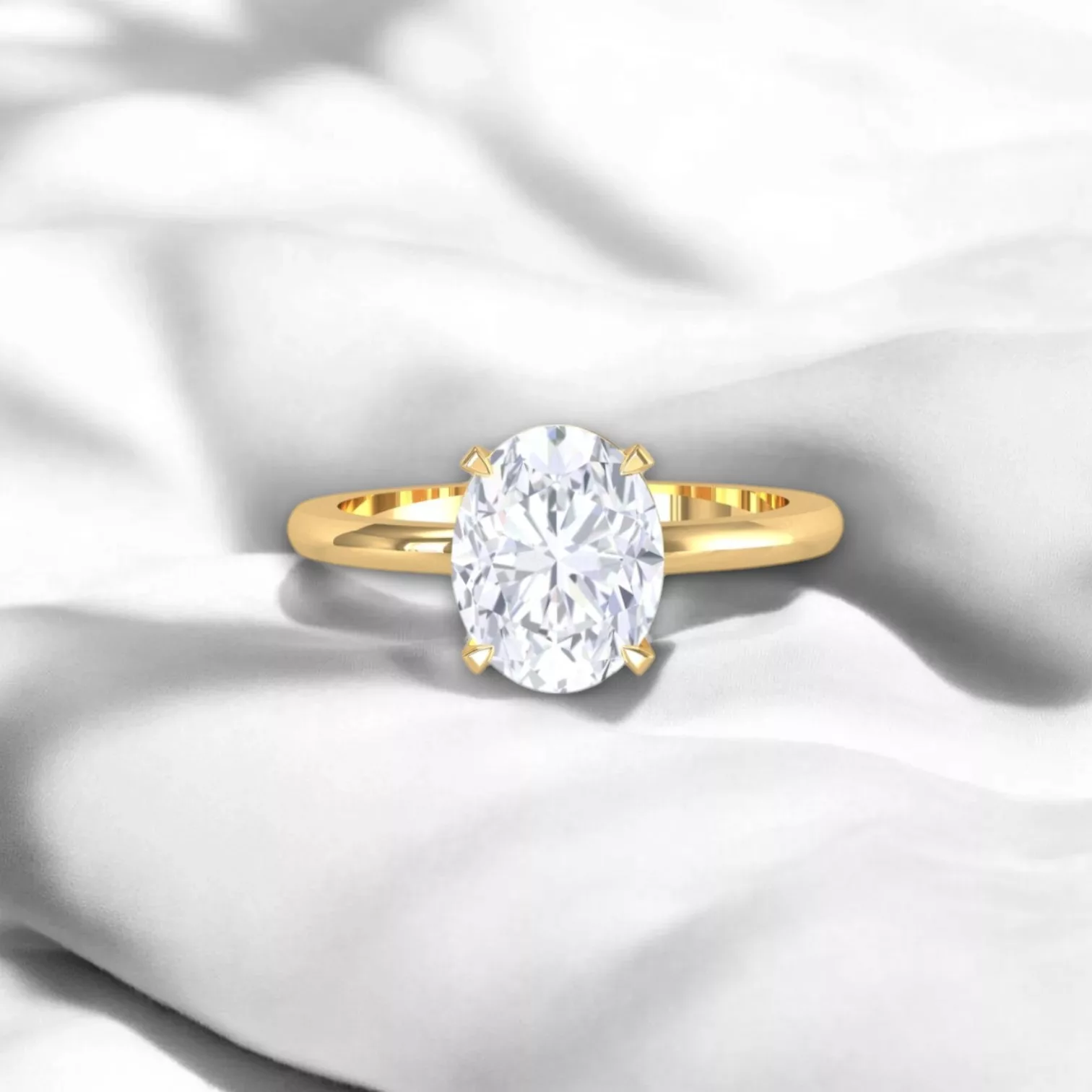 Solitaire Parisienne Or jaune - Diamant blanc taille ovale