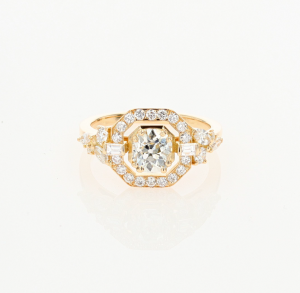Solitaire R O S A L I A · Taille rond - Diamant blanc - or jaune