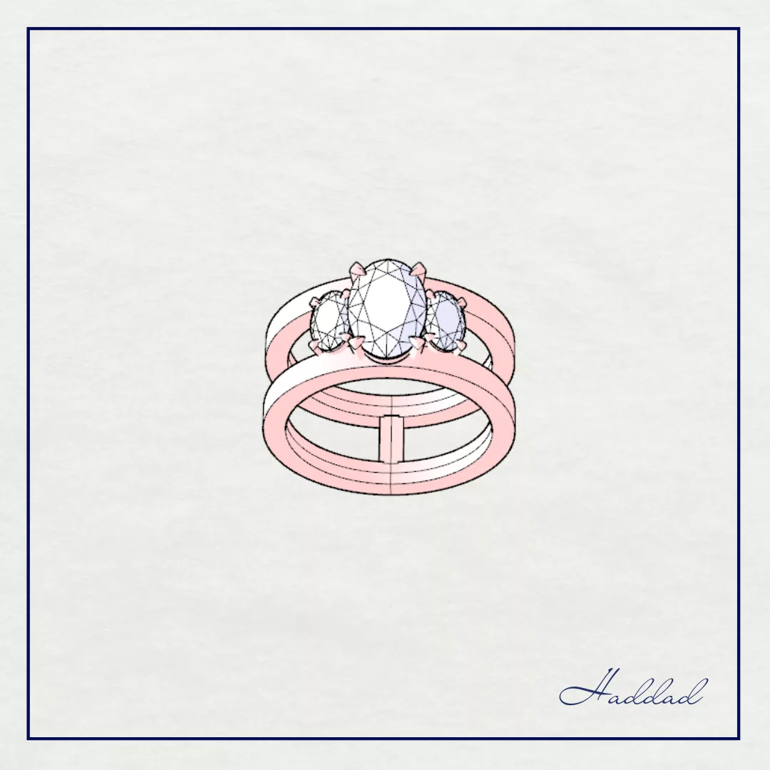 Bague H · Diamant blanc et or rouge – Image 4