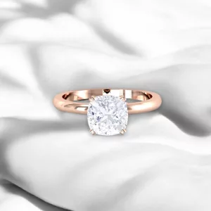 Solitaire Parisienne Or rouge - Diamant blanc taille coussin