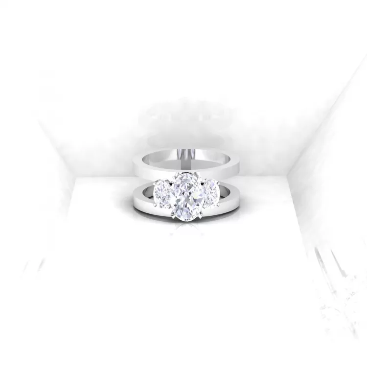 Bague H - Mot d'amour or blanc - Diamant blanc