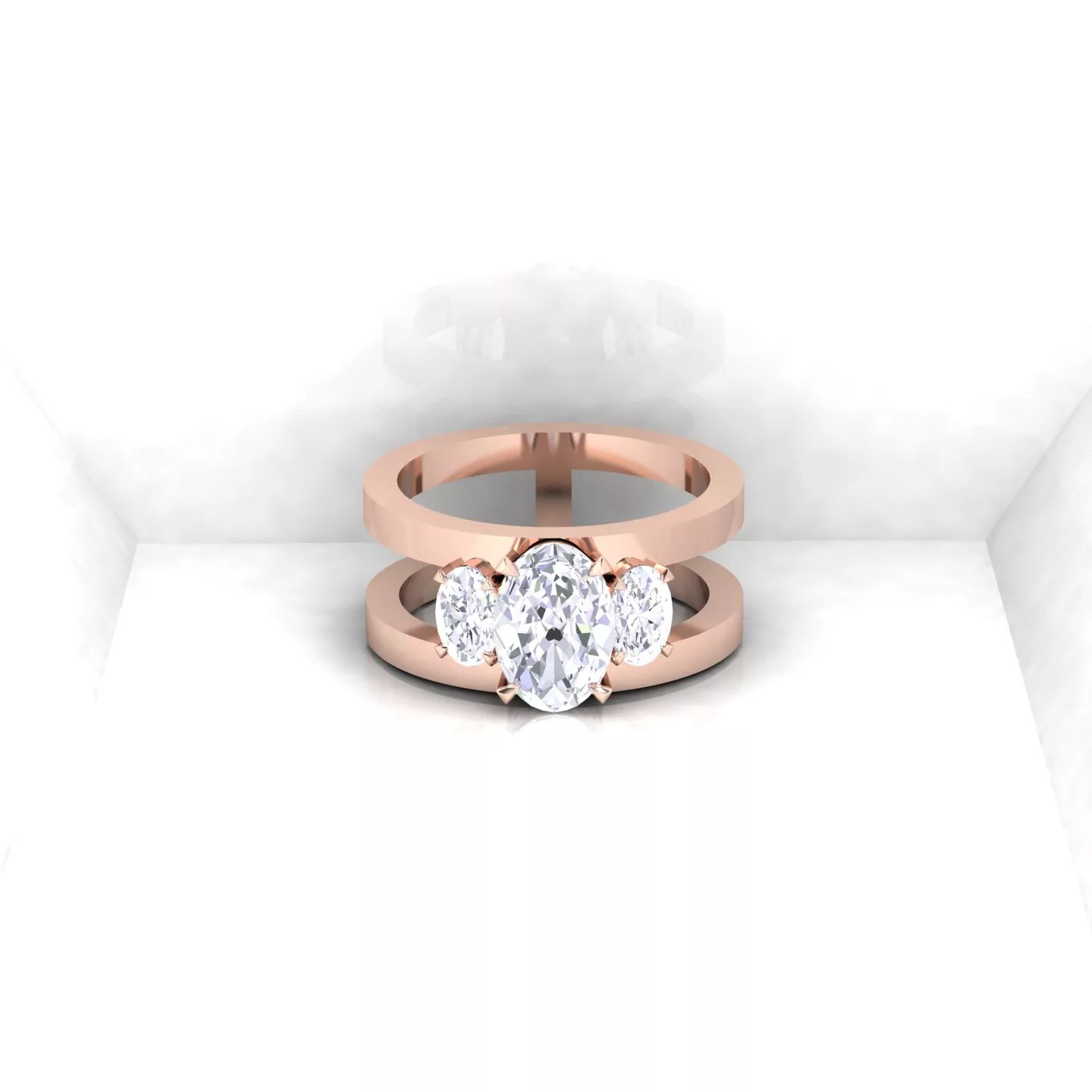 Bague H - Mot d'amour or rouge - Diamant blanc