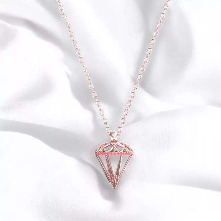 Pendentif Almas - Or rouge et Saphir Padparadscha