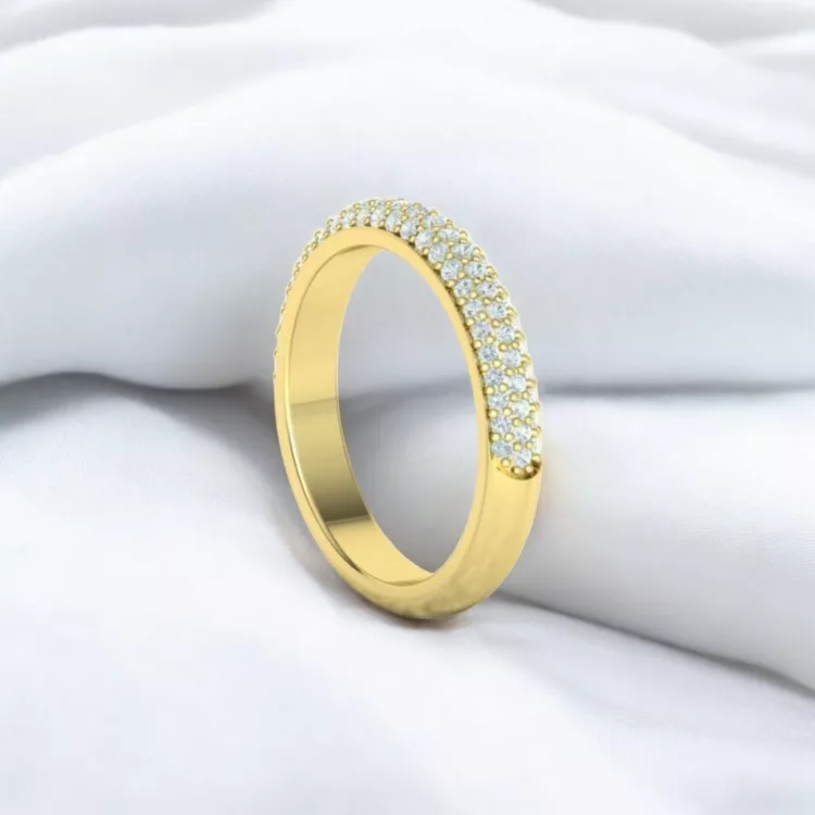 Alliance Eternity Semi Pavé en or jaune - pavage Diamant blanc