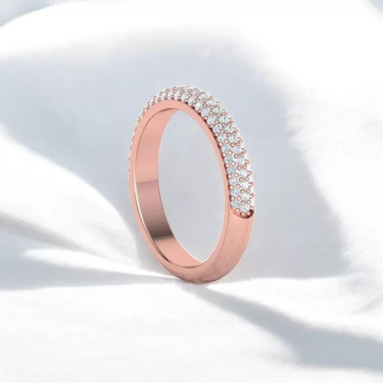 Alliance Eternity Semi Pavé en or rouge - pavage Diamant blanc