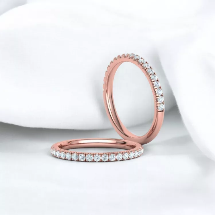 Alliance Eternity en or rouge - pavage Diamant blanc