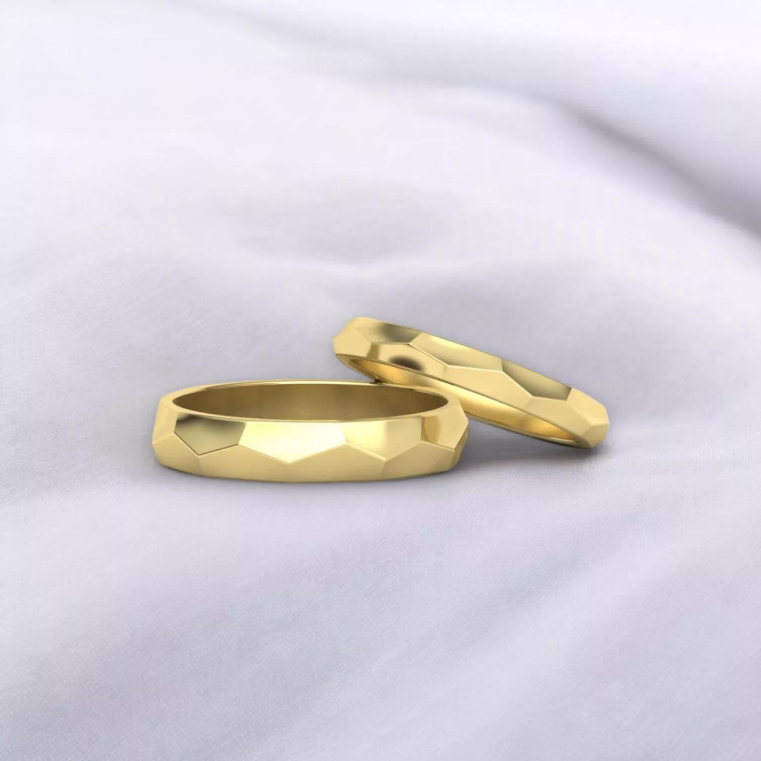 Alliance Homme - Martelé en or Jaune