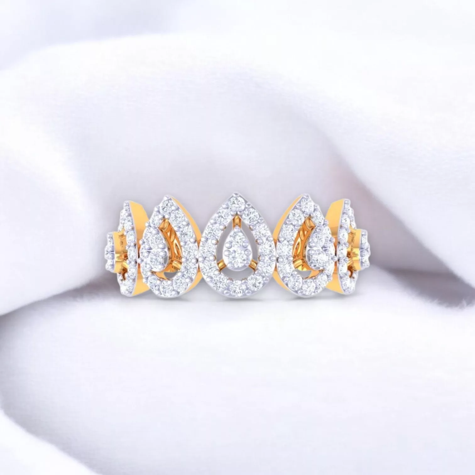 Bague Pure "Poire" - Diamant blanc et Or jaune