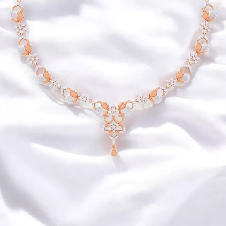 Collier La fleur de Lys - Or rouge & Diamant blanc