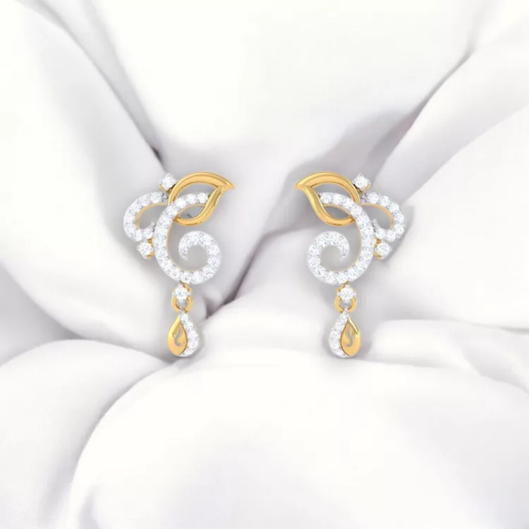 Boucles d'oreilles "fleur" - Or jaune & Diamant blanc