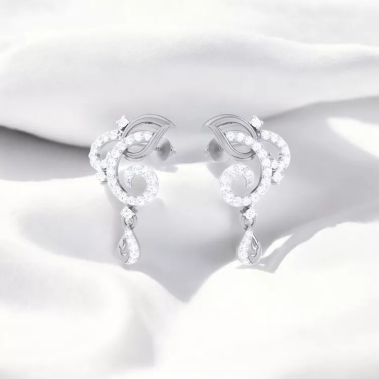 Boucles d'oreilles "fleur" - Or blanc & Diamant blanc