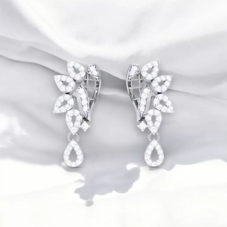 Boucles d'oreilles Olympe - Or blanc & Diamant blanc