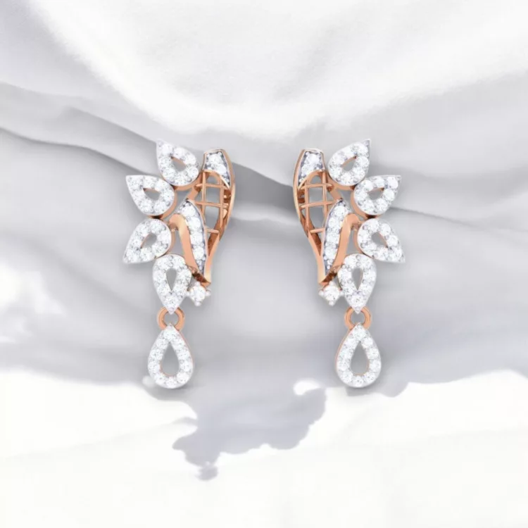 Boucles d'oreilles Olympe - Or rouge & Diamant blanc