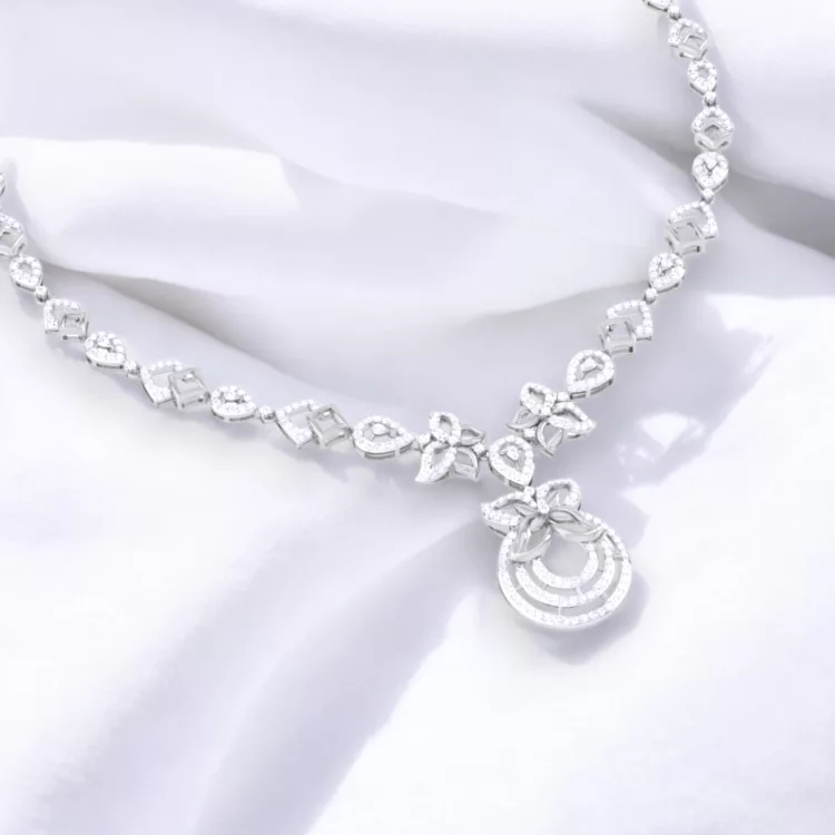 Collier "Le Papillon"- Or blanc & Diamant blanc