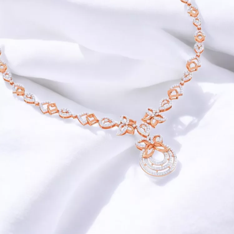 Collier "Le Papillon"- Or rouge & Diamant blanc