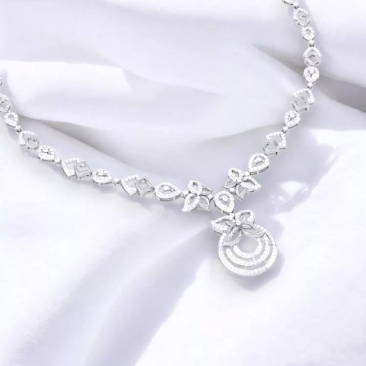 Collier "Le Papillon"- Or blanc & Diamant blanc