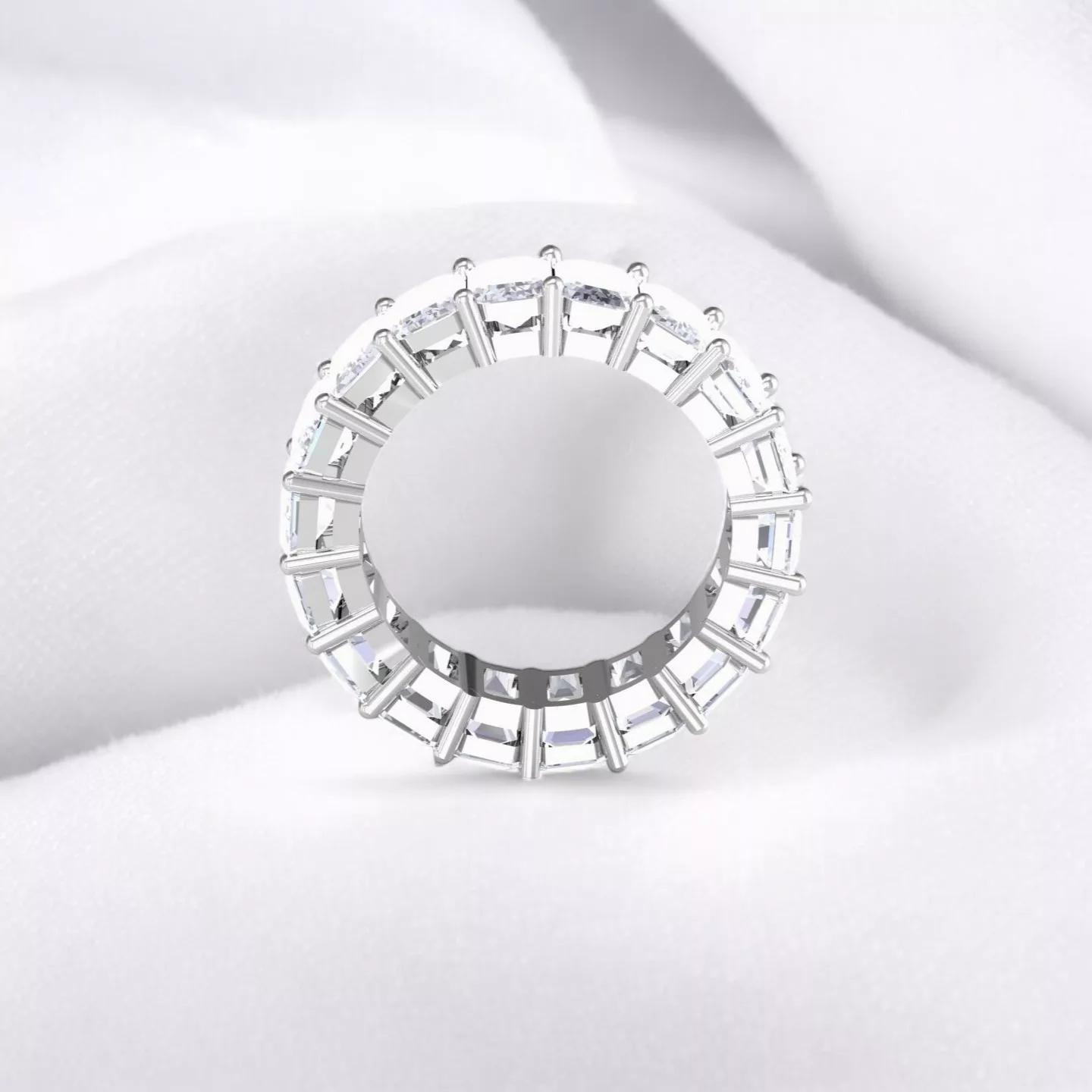 Alliance Eternity or blanc - Diamant blanc taille émeraude
