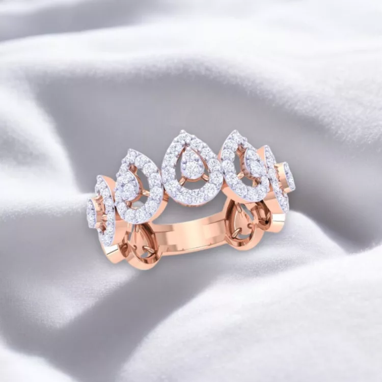 Bague Pure "Poire" - Diamant blanc et Or rouge