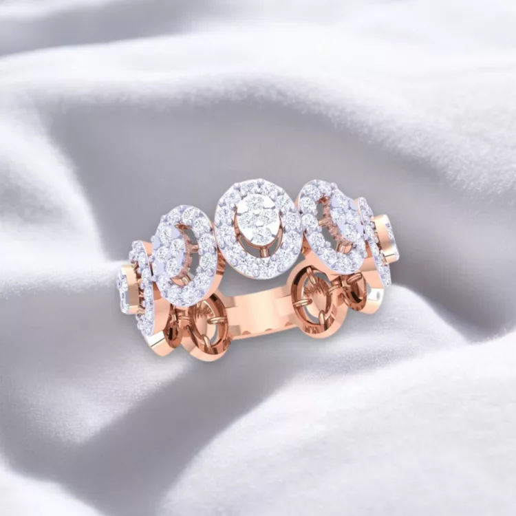 Bague Pure "Ovale" - Diamant blanc et Or rouge