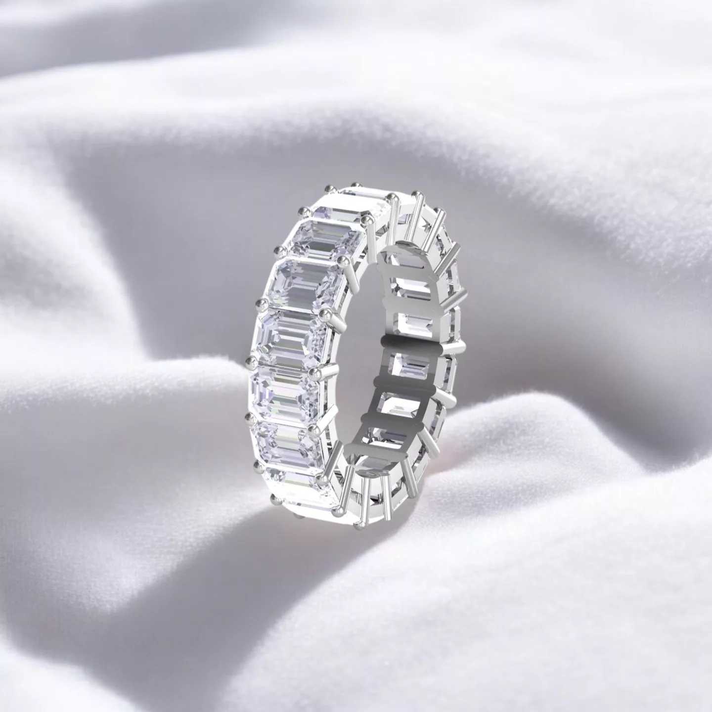 Alliance Eternity or blanc - Diamant blanc taille émeraude - 3