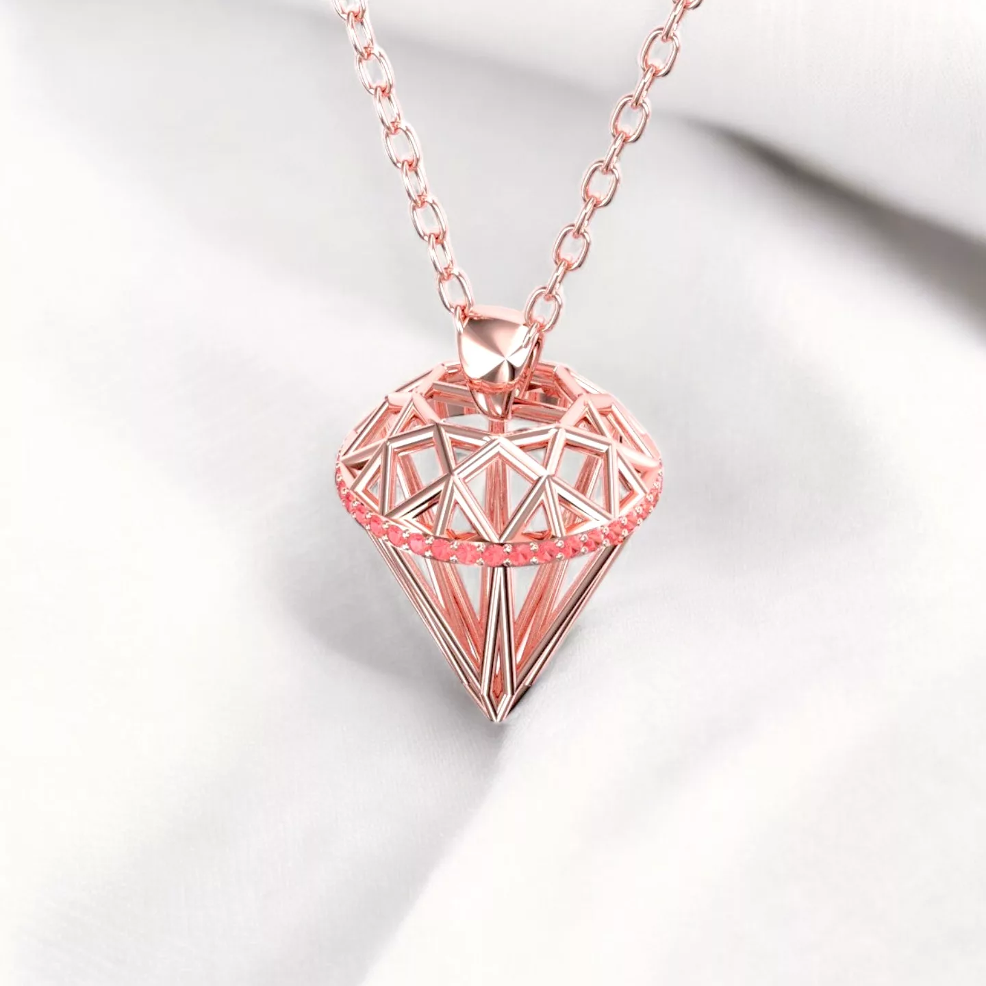 Pendentif Almas - Or rouge et Saphir Padparadscha