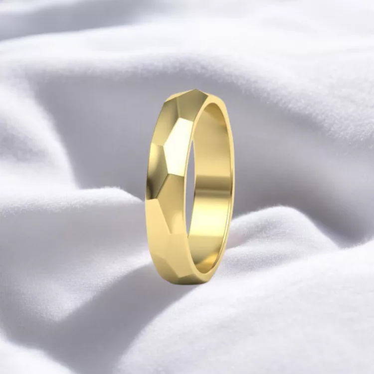Alliance Homme - Martelé en or Jaune