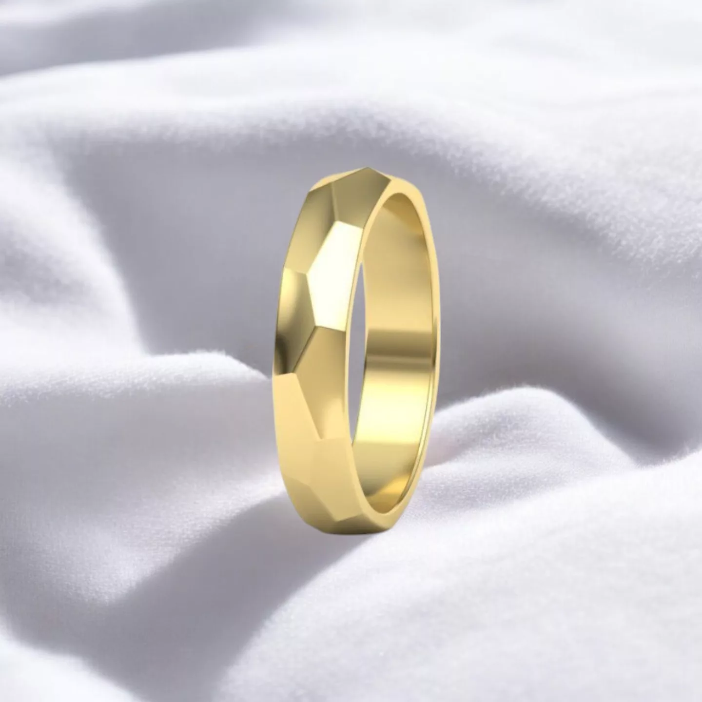 Alliance Homme - Martelé en or Jaune