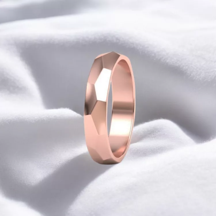 Alliance Homme - Martelé en or Rouge