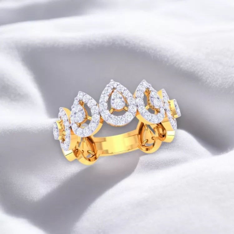 Bague Pure "Poire" - Diamant blanc et Or jaune