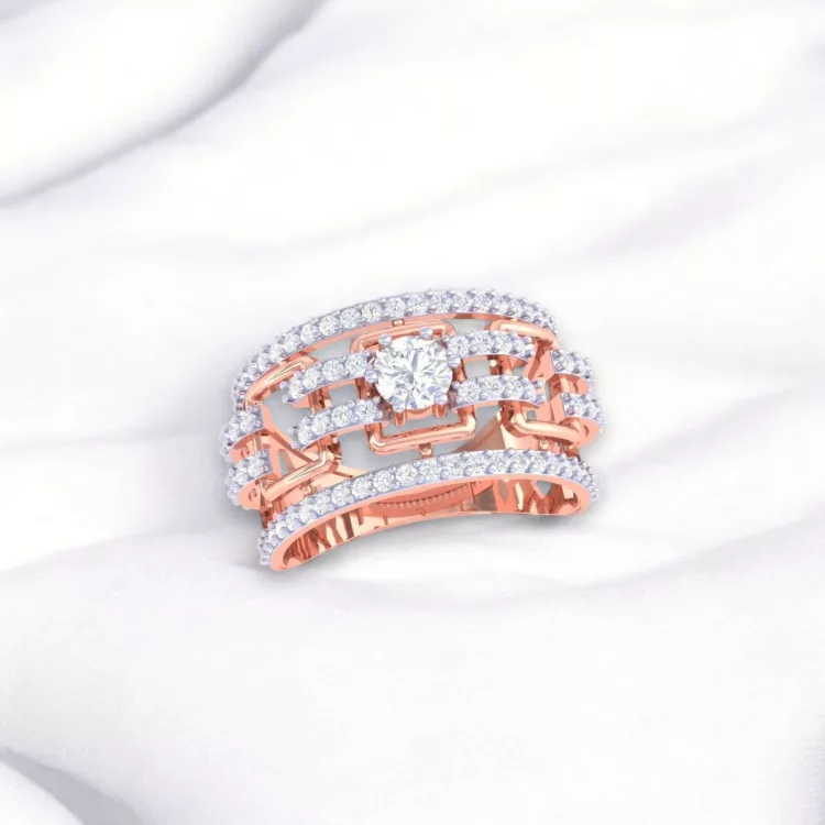 Bague Pure "Rond- Diamant blanc et Or rouge