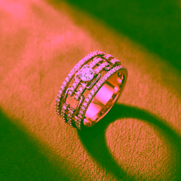 Bague Pure - Diamant blanc rond et or rouge - Maison Haddad Joaillerie