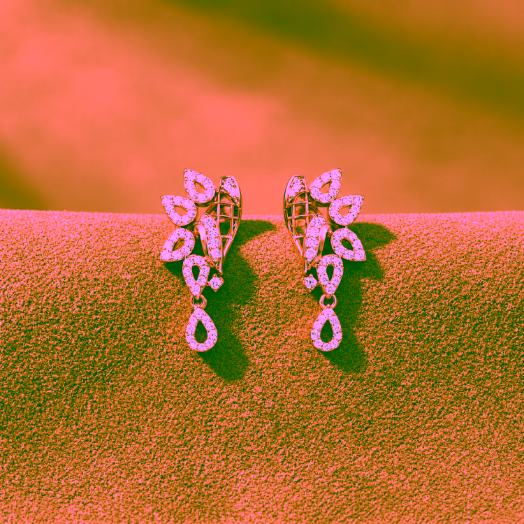 Boucles d'oreilles Olympe · Diamant blanc & Or rouge