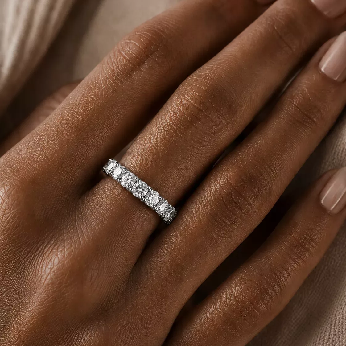Alliance Eternity or blanc - Diamant blanc taille rond