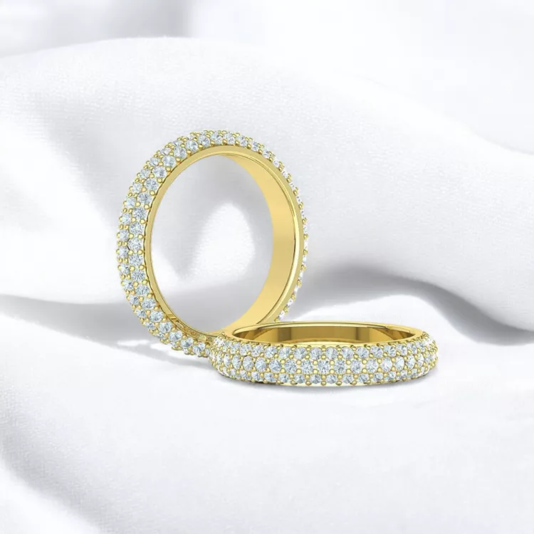 Alliance Eternity Pavé en or jaune - pavage Diamant blanc