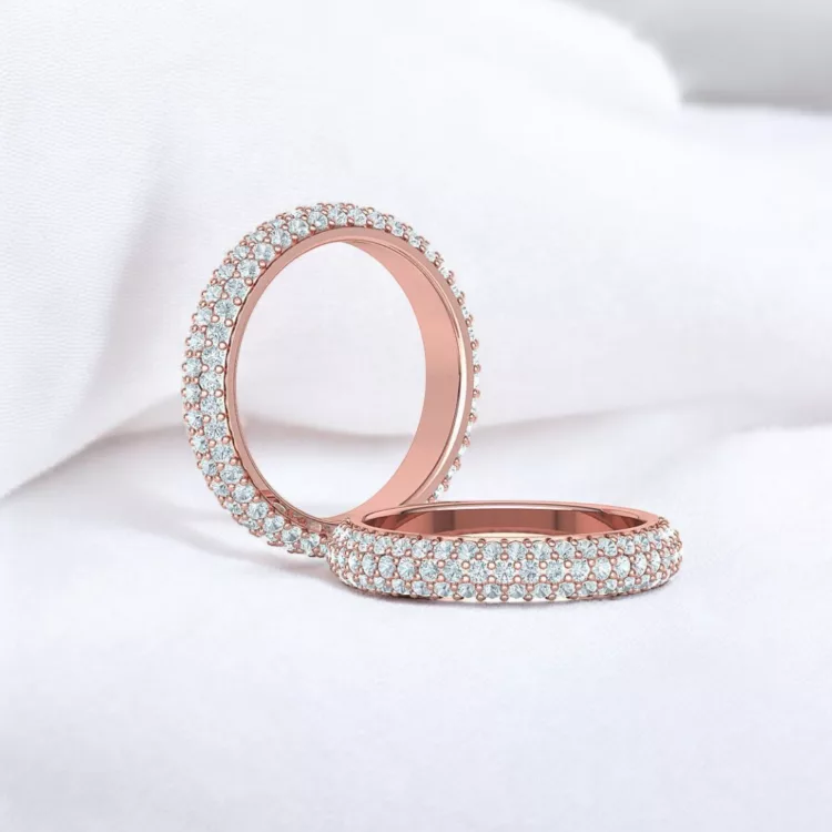 Alliance Eternity Pavé en or rouge - pavage Diamant blanc