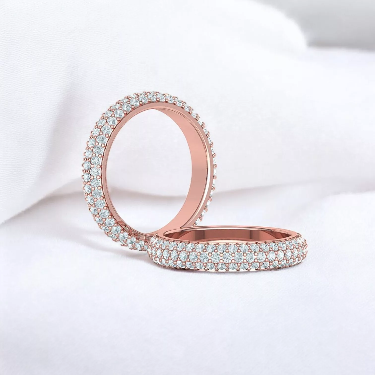 Alliance Eternity Pavé en or rouge - pavage Diamant blanc