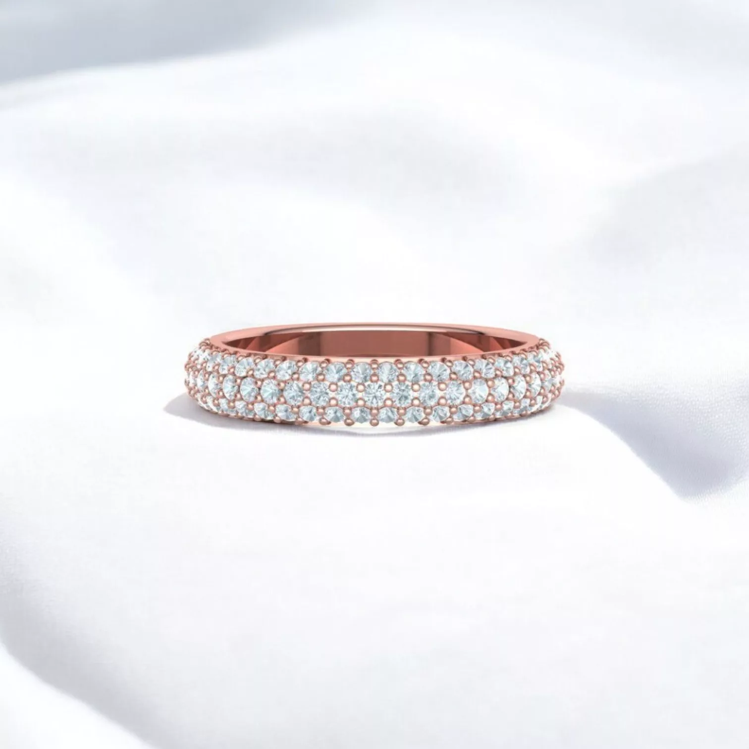 Alliance Eternity Pavé en or rouge - pavage Diamant blanc